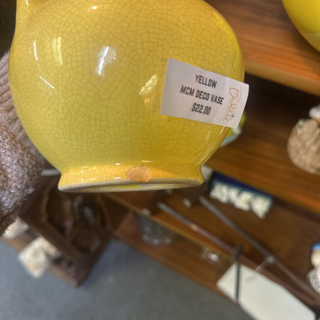 YELLOW MCM DECO VASE