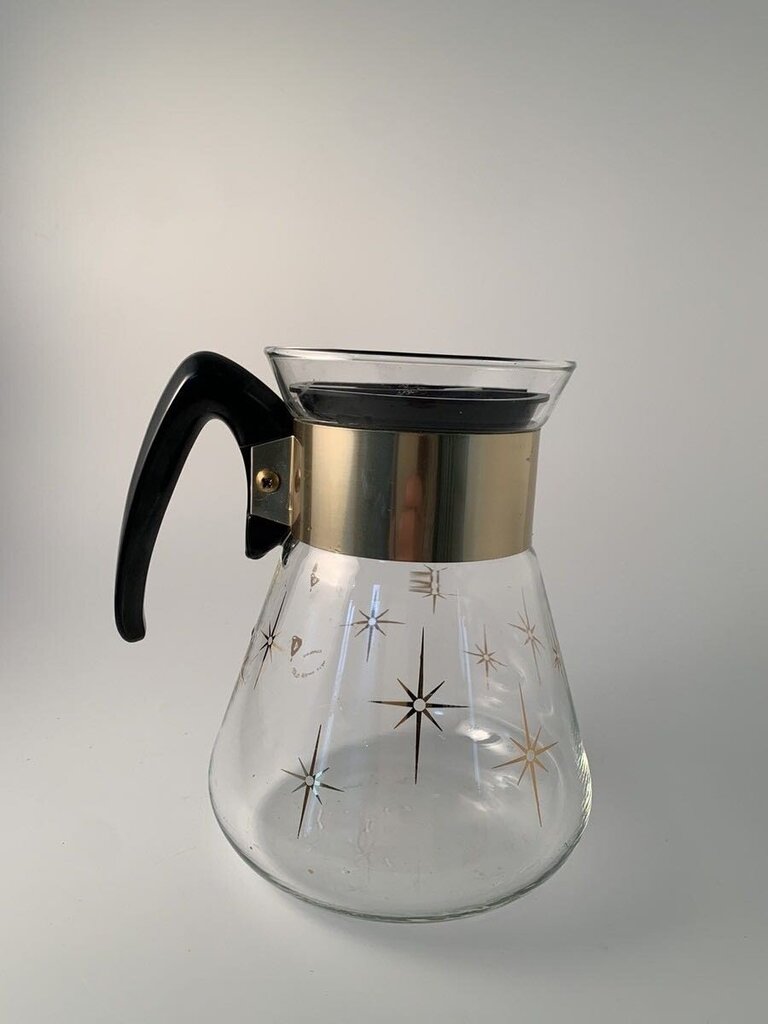 Vintage Pyrex 1960s Atomic Star Burst 6 Cup Coffee Pot Carafe Heatproof