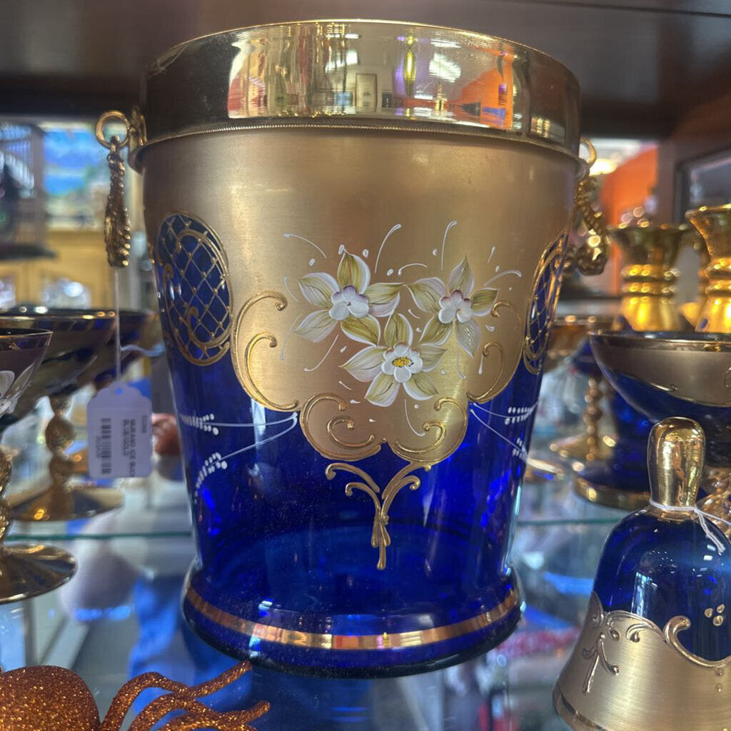 MURANO ICE BUCKET BLUE/GOLD