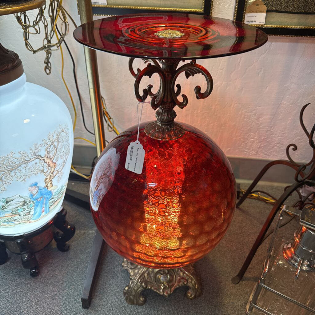 Red Lamp Table/Plant Stand
