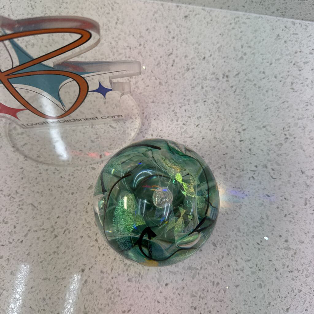 Green signed paperweight