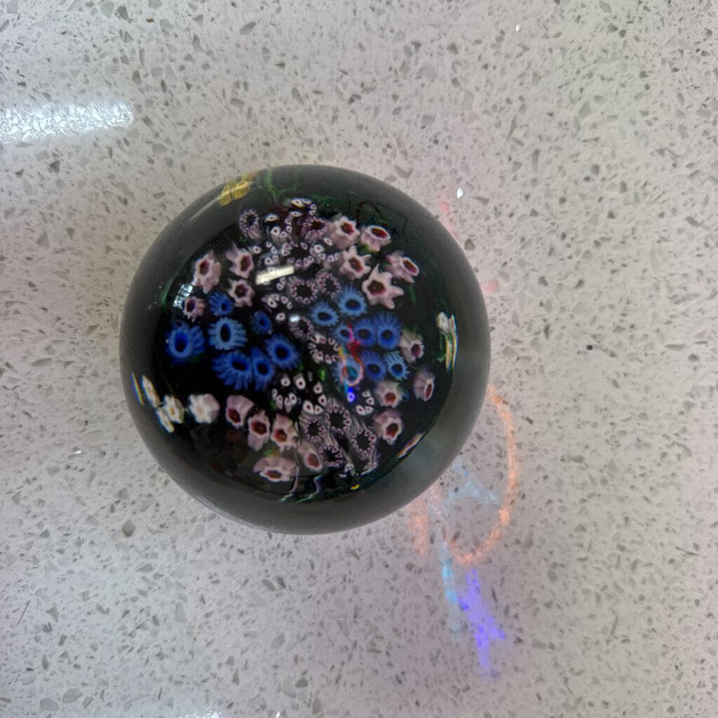 Floral signed paperweight