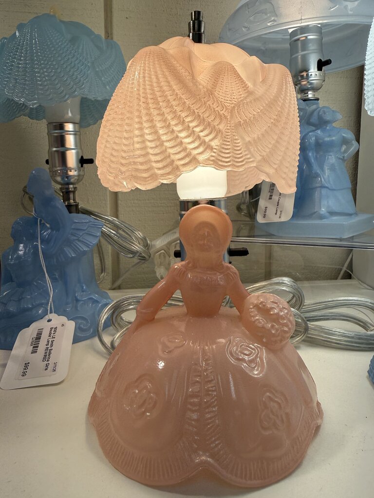 1930s L.E. Smith Southern Belle Pink Glass Boudoir Lamp