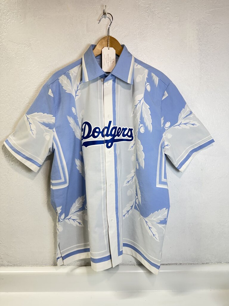 MENDED WING - Men's Dodgers Vtg.Blue Acorn Tablecloth Jersey Shirt - Size L