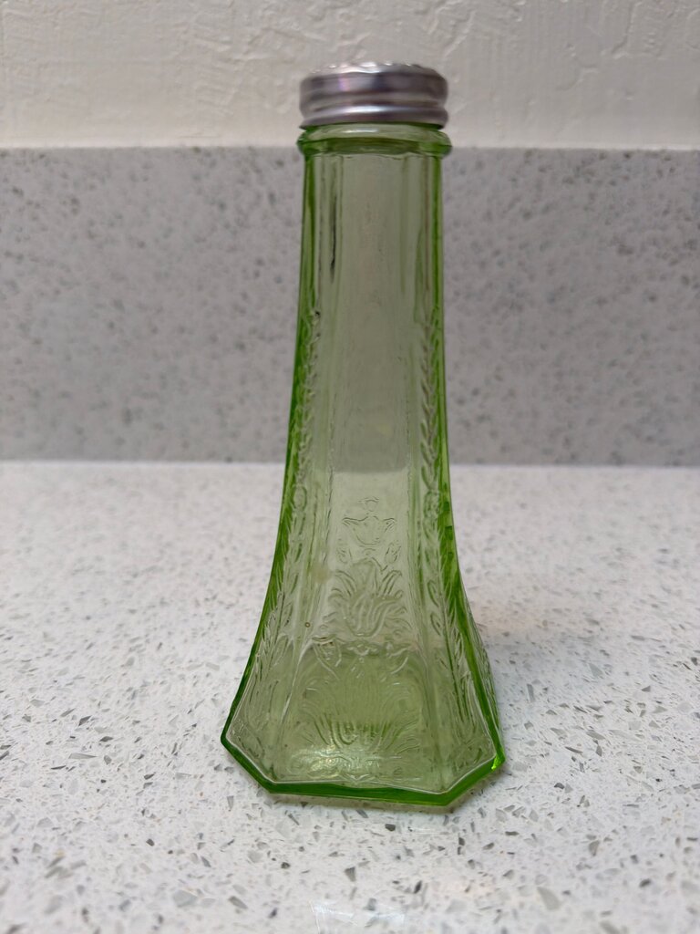Green Glass Salt Shaker Set