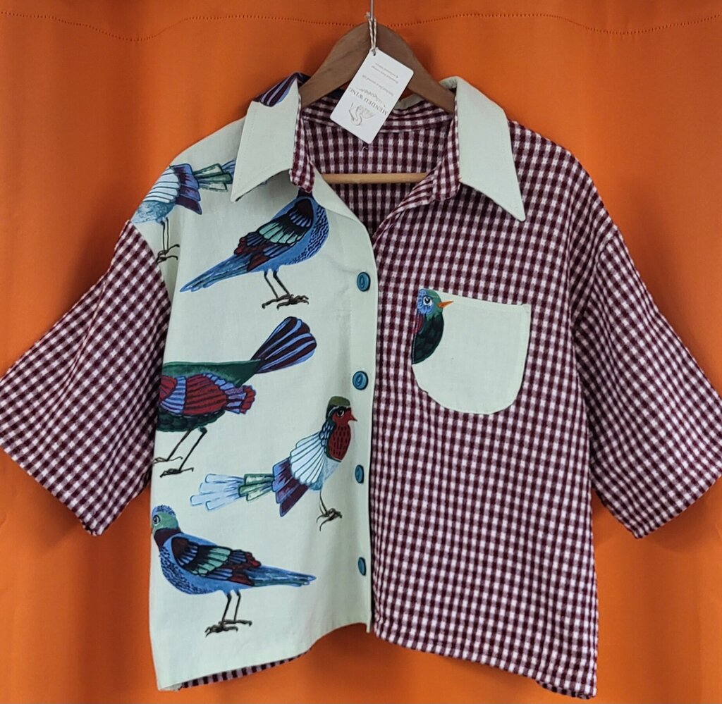 Maroon Plaid Birdie Boxy Crop Top 2X | Mended Wing