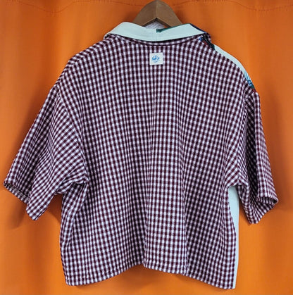 Maroon Plaid Birdie Boxy Crop Top 2X | Mended Wing