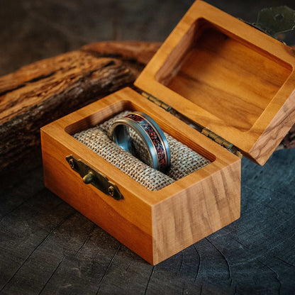 Silver Rose Tungsten Carbide Ring Dinosaur Bone Fossil Meteorite