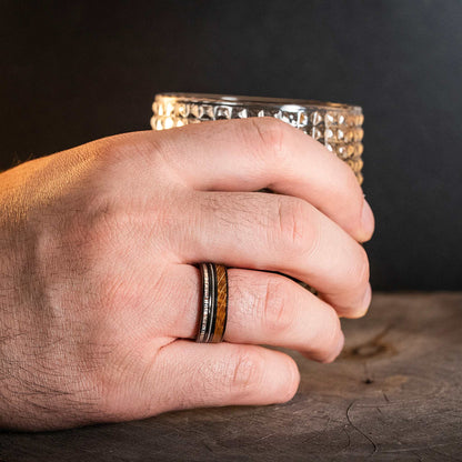 Whiskey Barrel Tungsten Carbide Ring Guitar String Antler