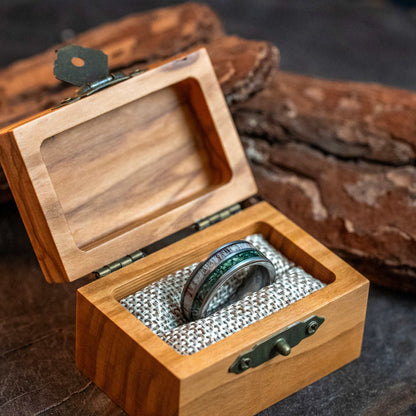 Moss Agate x Antler Tungsten Carbide Ring