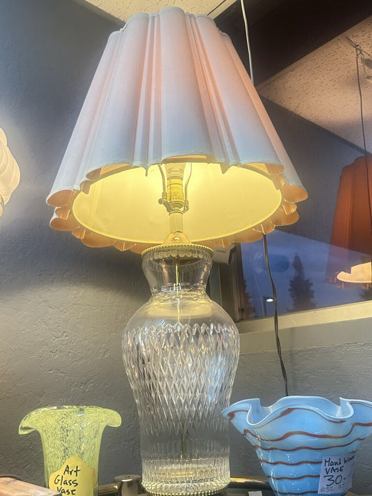 CRYSTAL LAMP WITH BRASS BASE