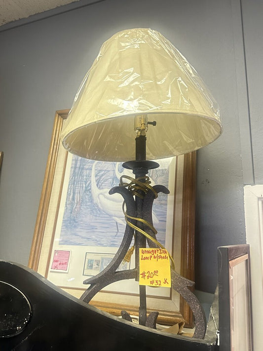 WROUGHT IRON LAMP WITH SHADE