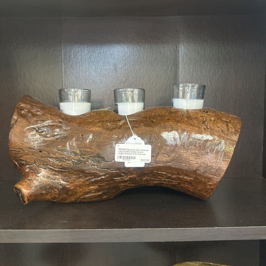 Mountain Oak Stained Log Candle Holder (extra large)