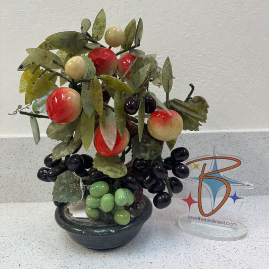 Jade and Jasper peach and grape sculpture