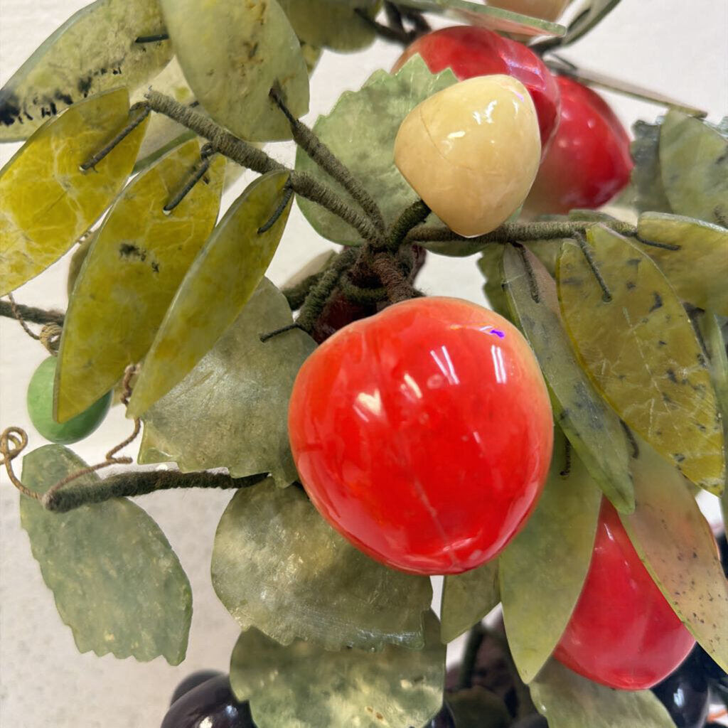 Jade and Jasper peach and grape sculpture