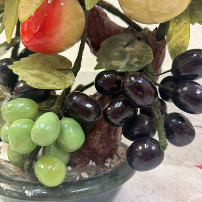 Jade and Jasper peach and grape sculpture
