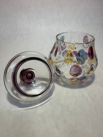 Vtg. Colored Dots Creamer and Sugar Bohemia Crystal Crystalix