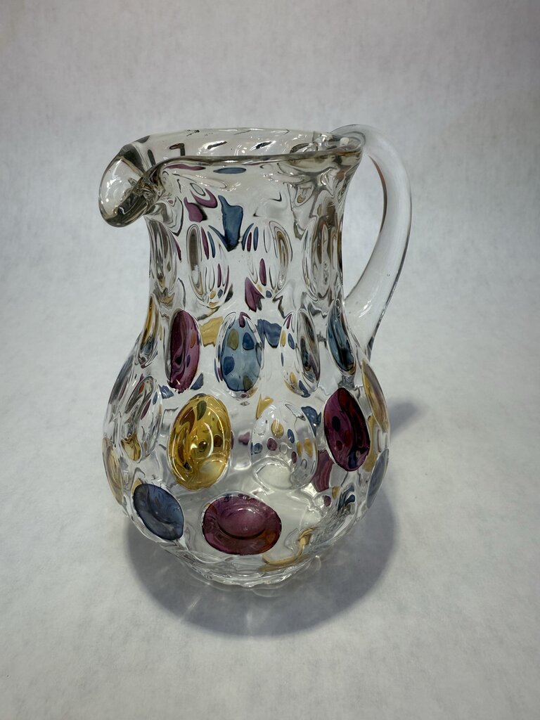 Vtg. Colored Dots Creamer and Sugar Bohemia Crystal Crystalix
