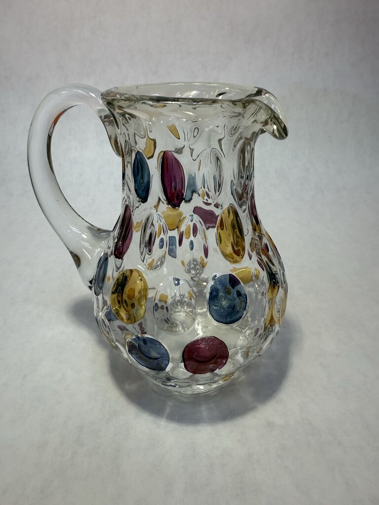 Vtg. Colored Dots Creamer and Sugar Bohemia Crystal Crystalix