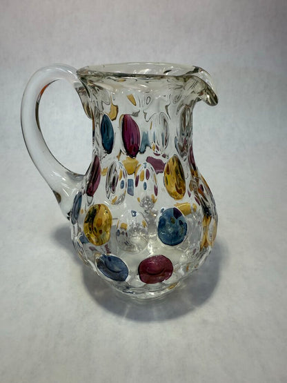Vtg. Colored Dots Creamer and Sugar Bohemia Crystal Crystalix