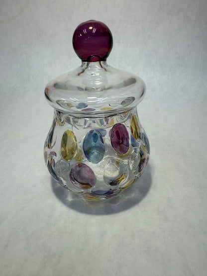 Vtg. Colored Dots Creamer and Sugar Bohemia Crystal Crystalix