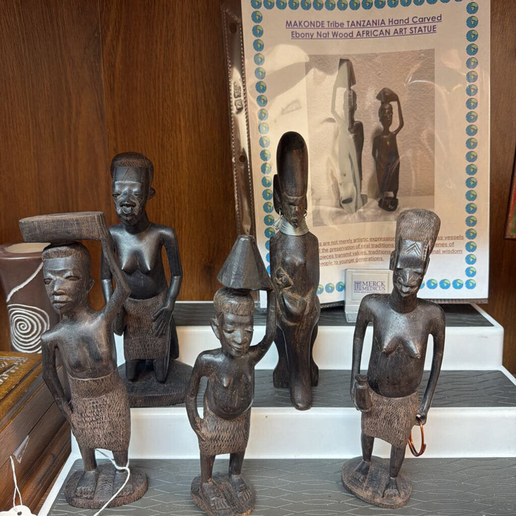 Makonde tribe tanzania ebony wood carvings set of 5