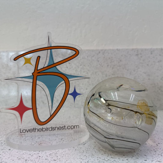 Med. White Swirl Glass Paperweight