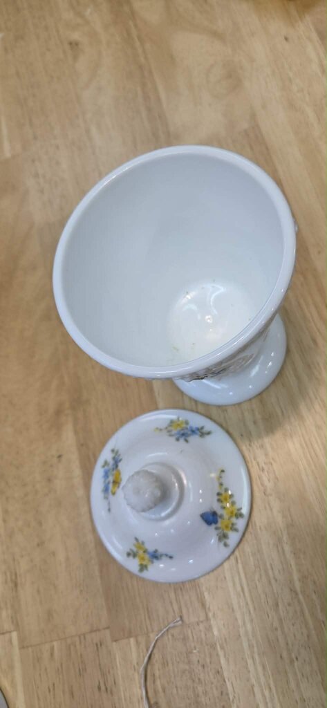 Fenton Handpainted Butterfiles on Milk Glass Covered Jar - Signed by Artist