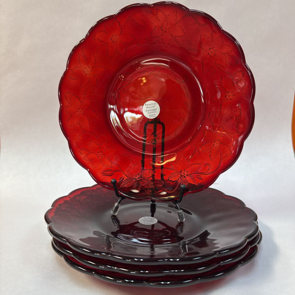 PH Fantasia Red Lunch/Dessert Plate Set of 4