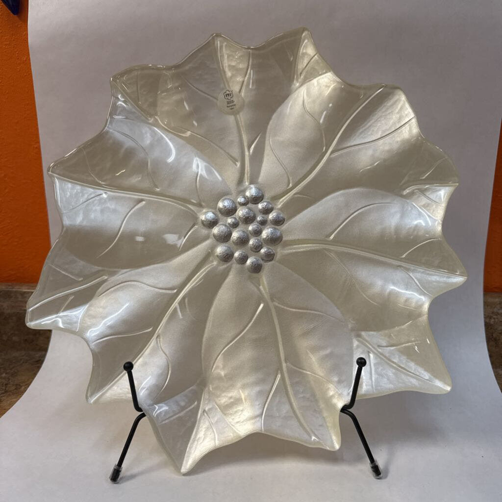 Princess House White Poinsettia Serving Platter