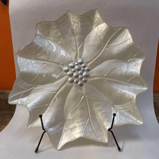 Princess House White Poinsettia Serving Platter