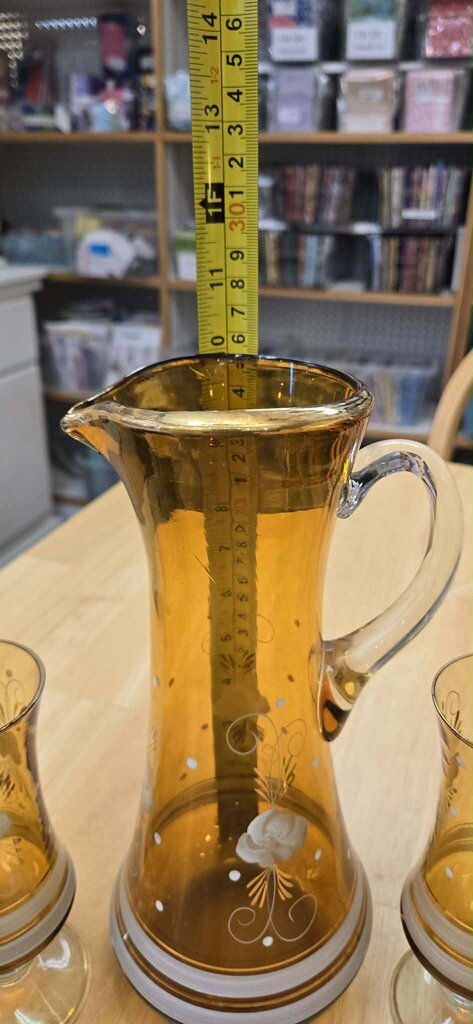 MCM 7pc Handpainted Pitcher and Glasses Excellent Condition