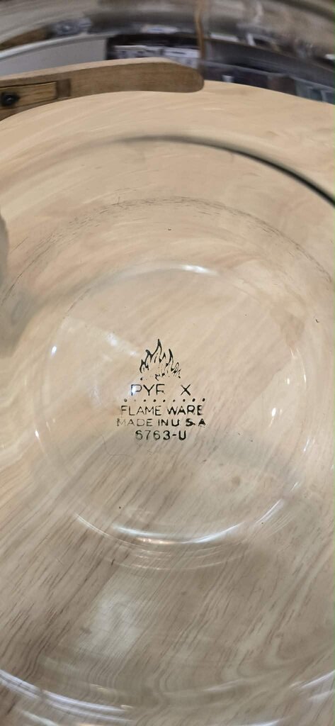 Pyrex Flameware WW2 Double Boiler Wood Handles and Band