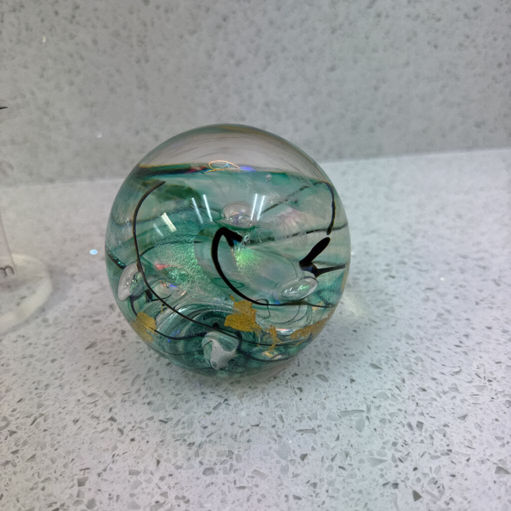 Green signed paperweight