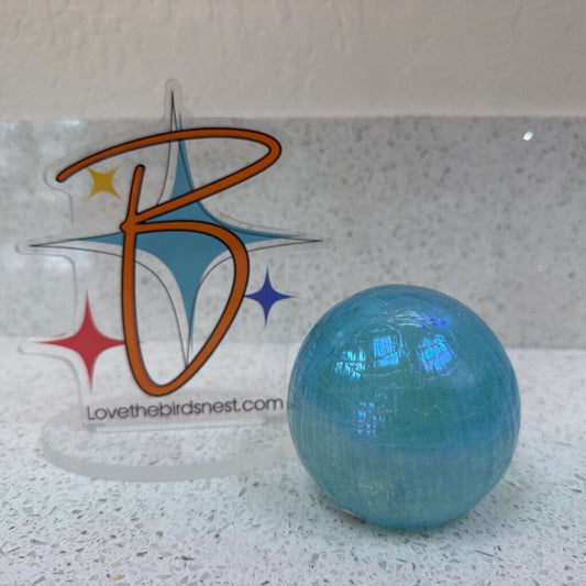 Blue iridescent signed paperweight