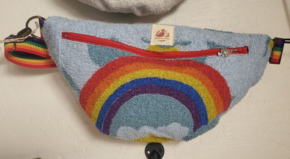 MENDED WING - Vtg. Rainbow Towel Lg. Belt Bag