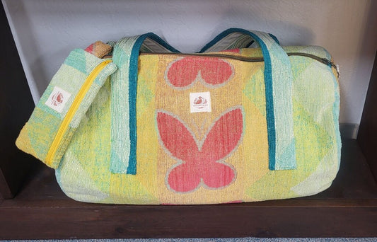MENDED WING - Vtg. Butterfly Beach Towel Set - Duffel Bag & Sunglass Case