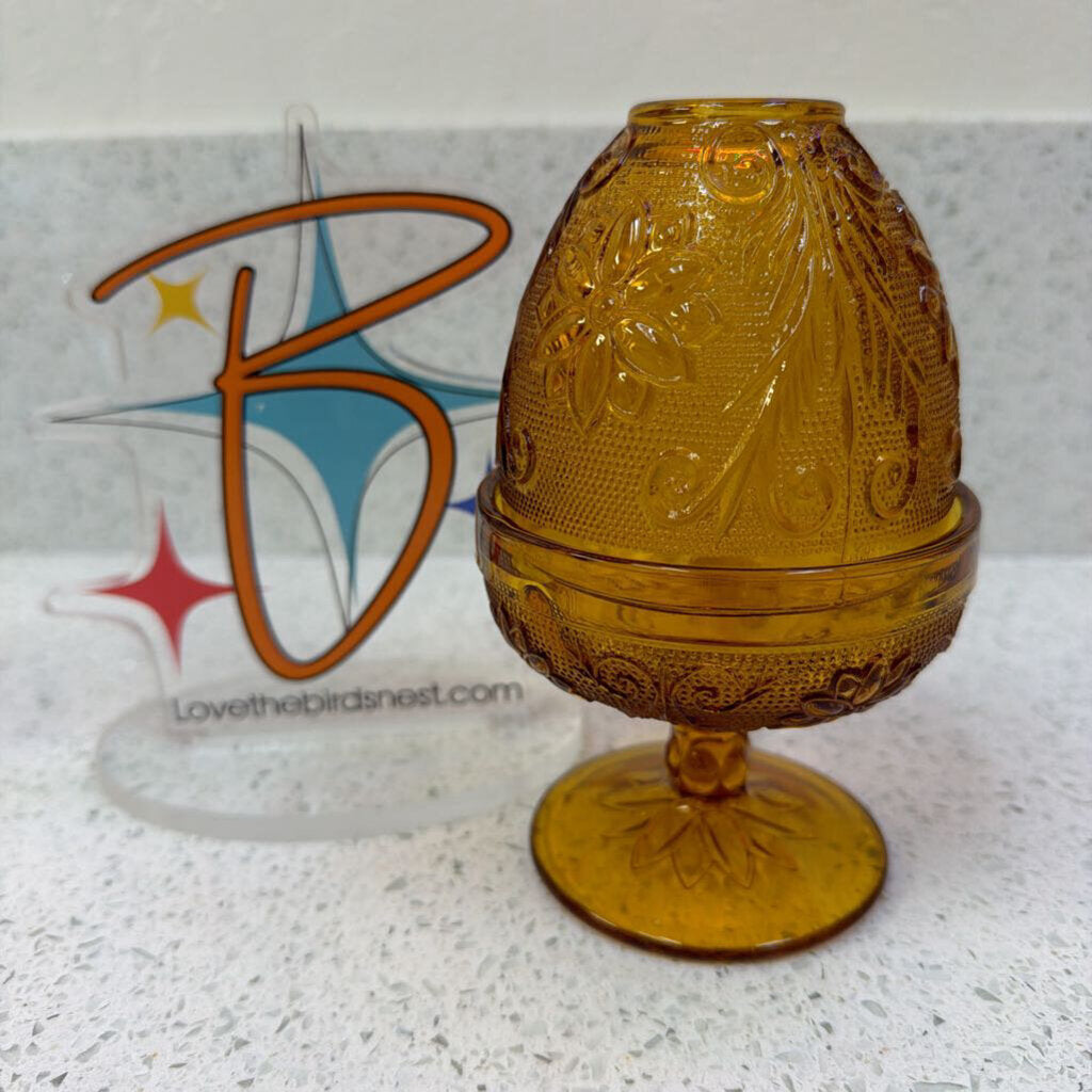 Indiana Glass Tiara Amber Fairy Lamp