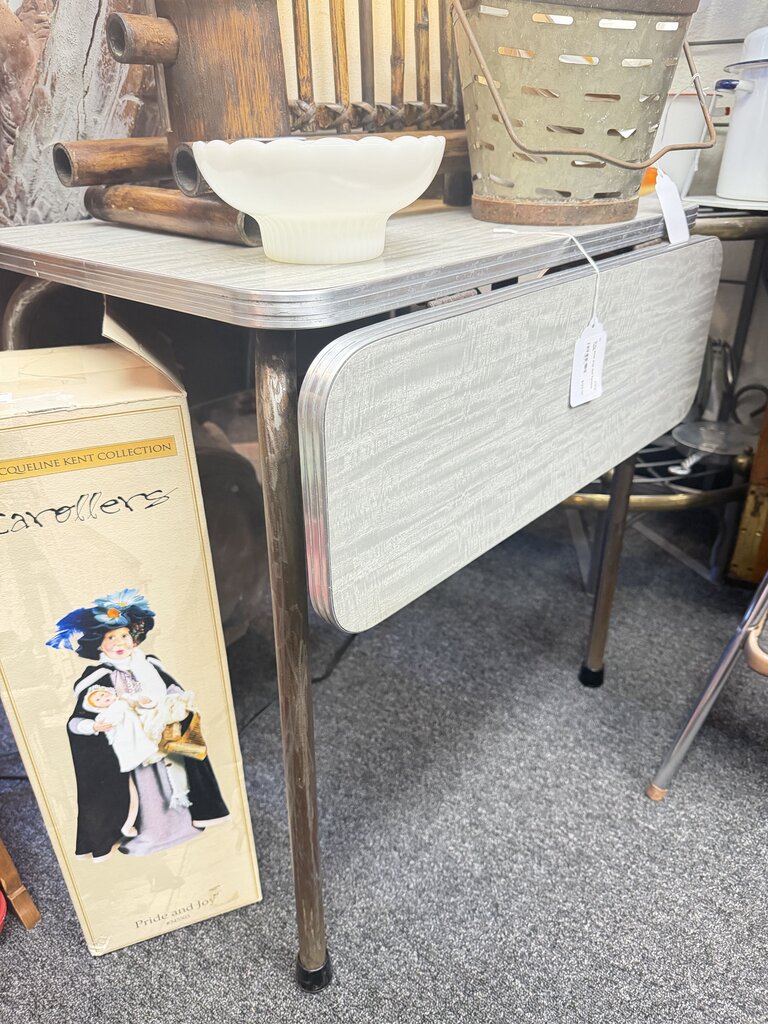 Grey small drop leaf Formica Table