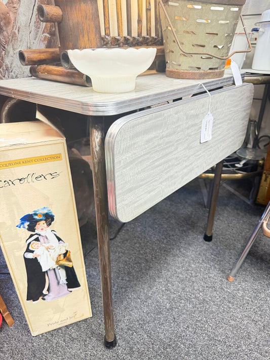 Grey small drop leaf Formica Table