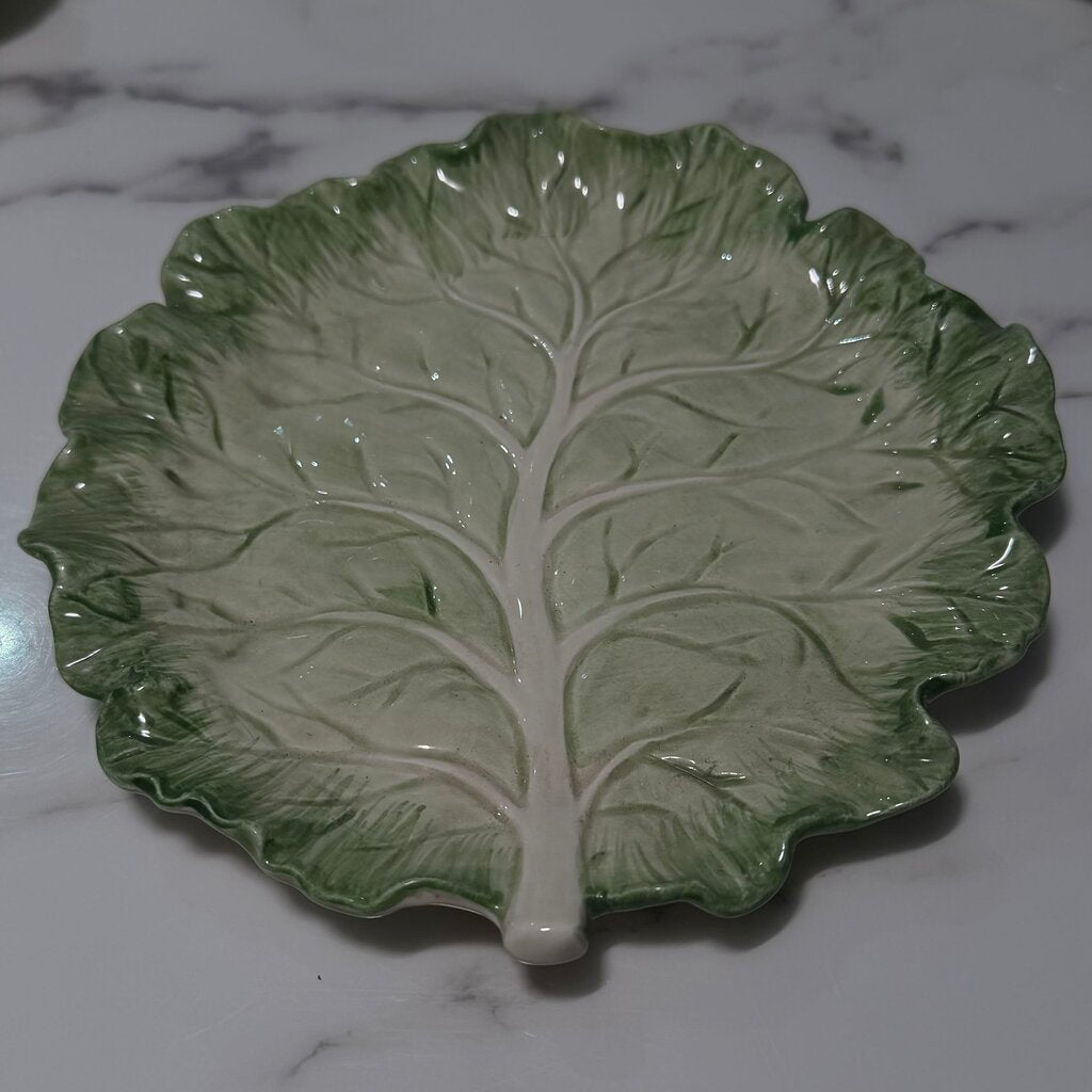 FITZ & FLOYD PORCELAIN CABBAGE LEAF APPETIZER PLATE SET OF 4