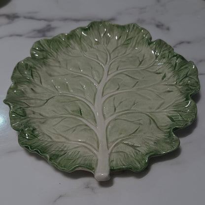 FITZ & FLOYD PORCELAIN CABBAGE LEAF APPETIZER PLATE SET OF 4