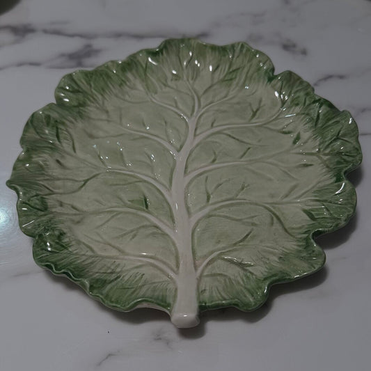 FITZ & FLOYD PORCELAIN CABBAGE LEAF APPETIZER PLATE SET OF 4