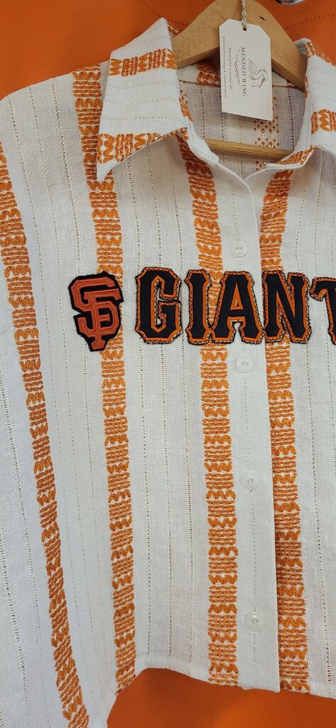 MENDED WING - SF Giants Jersey - Orange Stripe - Women's Crop - SIZE M
