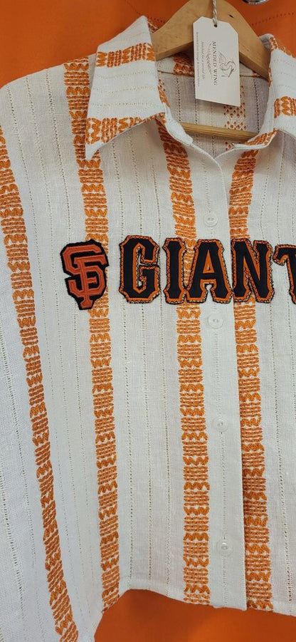 MENDED WING - SF Giants Jersey - Orange Stripe - Women's Crop - SIZE M