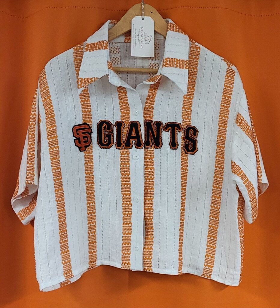 MENDED WING - SF Giants Jersey - Orange Stripe - Women's Crop - SIZE M
