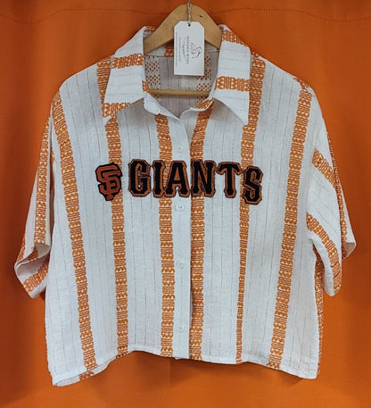 MENDED WING - SF Giants Jersey - Orange Stripe - Women's Crop - SIZE M
