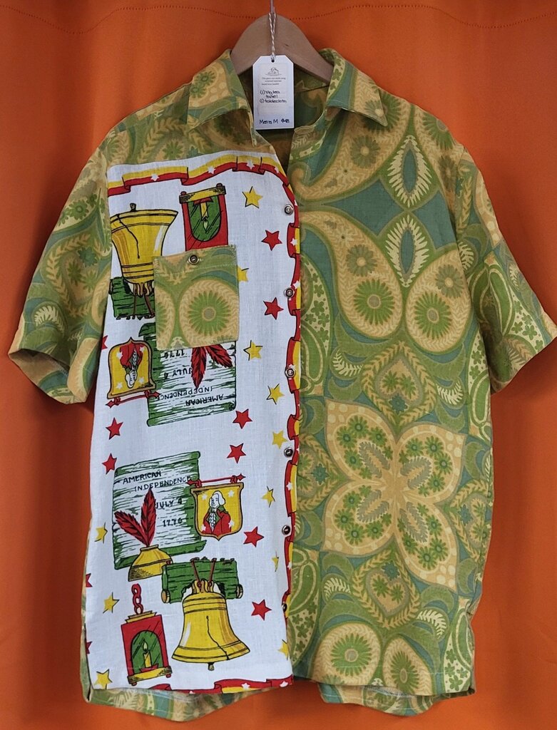 MENDED WING - Green Independence Tablecloth shirt - Men's - SIZE M