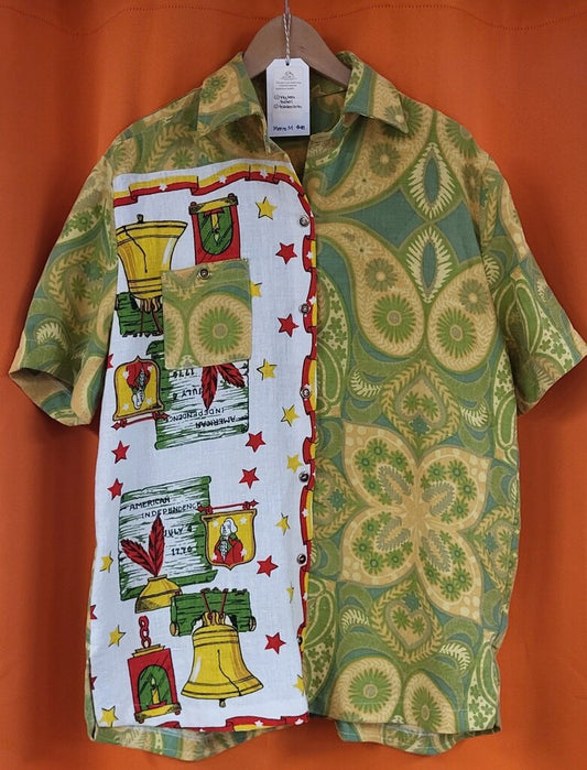 MENDED WING - Green Independence Tablecloth shirt - Men's - SIZE M