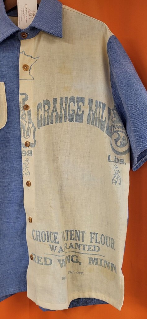 MENDED WING - Blue La Grange Mill Grain Sack shirt - Men's - SIZE L